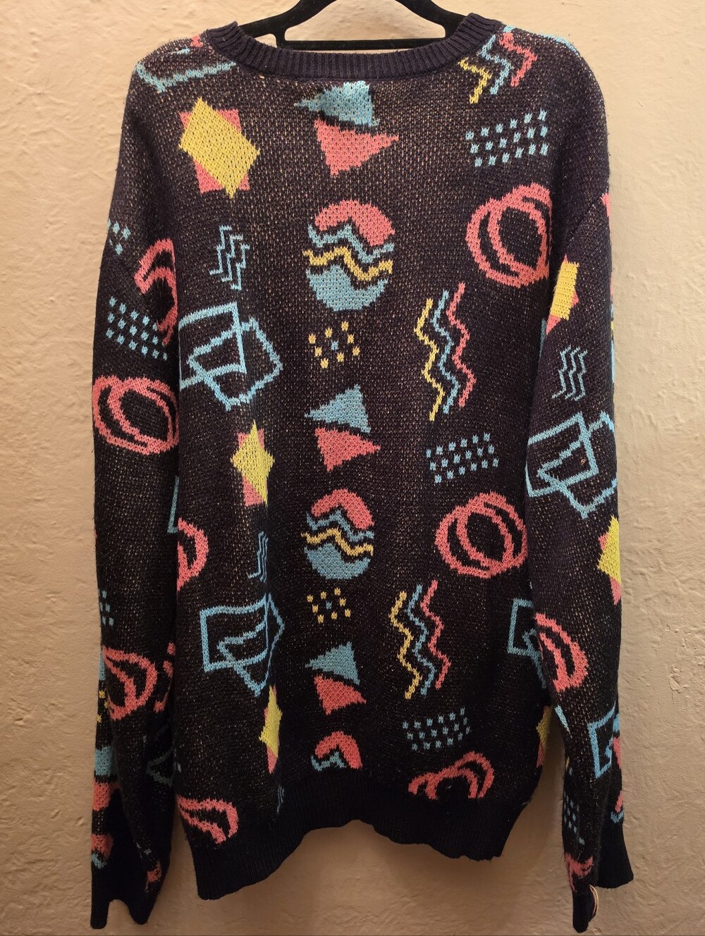 Super Massive XL Retro 80s 90s Memphis Geometric Abstract Knit Sweater